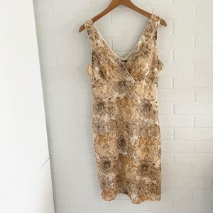 Vintage Y2K 90s dress Babydoll Empire waist Mesh Butter yellow Cream Gold Tan M